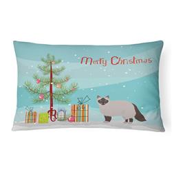 12 x 3 x 16 in. Birman Cat Merry Christmas Canvas Fabric Decorative Pillow