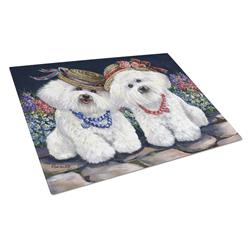 Bichon Frise Sisters Glass Cutting Board - Large
