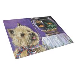 Cairn Terrier Gone Fishing Glass Cutting Board - Large