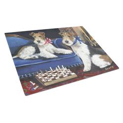 Fox Terrier Checkmates Glass Cutting Board - Large