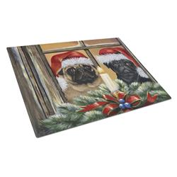 Pug Christmas Anticipation Glass Cutting Board - Large
