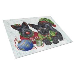 Scottish Terrier Christmas Elves Glass Cutting Board - Large