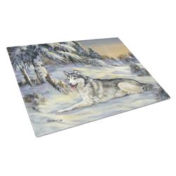 Siberian Husky Winterscape Glass Cutting Board - Large