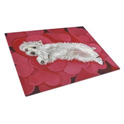 Westie Queen of Hearts Glass Cutting Board - Large