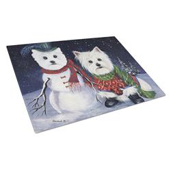 Westie Christmas Self Portrait Glass Cutting Board - Large