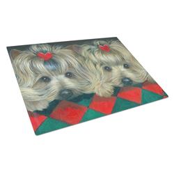 Yorkshire Terrier Yorkie 2 Hearts Glass Cutting Board - Large
