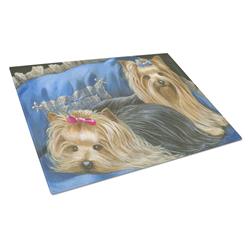 Yorkshire Terrier Yorkie Satin & Lace Glass Cutting Board - Large