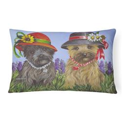 12 x 3 x 16 in. Cairn Terrier Sisters Canvas Fabric Decorative Pillow
