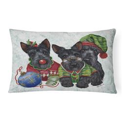 12 x 3 x 16 in. Scottish Terrier Christmas Elves Canvas Fabric Decorative Pillow