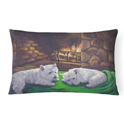 12 x 3 x 16 in. Westie a Winters Night Canvas Fabric Decorative Pillow