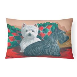 12 x 3 x 16 in. Westie & Scottie Great Scots Canvas Fabric Decorative Pillow