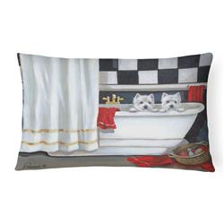 12 x 3 x 16 in. Westie Pour Le Bain Bathtime Canvas Fabric Decorative Pillow