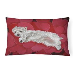 PPP3283PW1216 12 x 3 x 16 in. Westie Queen of Hearts Canvas Fabric Decorative Pillow