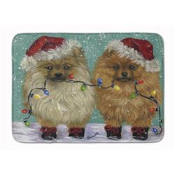 19 x 27 in. Pomeranian Christmas Lighten Up Machine Washable Memory Foam Mat
