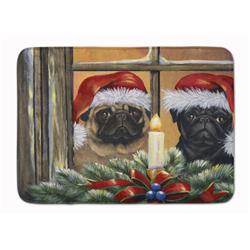 19 x 27 in. Pug Christmas Anticipation Machine Washable Memory Foam Mat