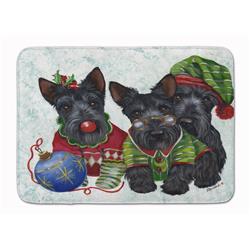 19 x 27 in. Scottish Terrier Christmas Elves Machine Washable Memory Foam Mat