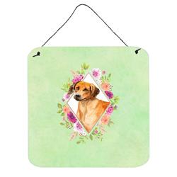 6 x 6 in. Rhodesian Ridgeback Green Flowers Wall or Door Hanging Prints