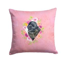 14 x 3 x 14 in. Newfoundland Pink Flowers Fabric Decorative Pillow
