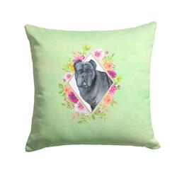 14 x 3 x 14 in. Cane Corso Green Flowers Fabric Decorative Pillow