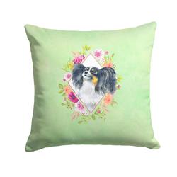 14 x 3 x 14 in. Papillon Green Flowers Fabric Decorative Pillow
