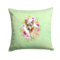 14 x 3 x 14 in. Thai Ridgeback Green Flowers Fabric Decorative Pillow