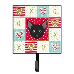 4.25 x 1 x 7 in. Russian White Black Cat Love Leash or Key Holder