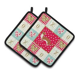 7.5 x 7.5 in. Weasel Love Pair of Pot Holders