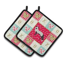 7.5 x 7.5 in. Silver Fox Love Pair of Pot Holders