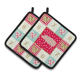 CK5365PTHD 7.5 x 7.5 in. English Large White Pig Love Pair of Pot Holders