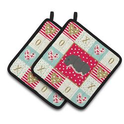 CK5368PTHD 7.5 x 7.5 in. Vietnamese Pot-Bellied Pig Love Pair of Pot Holders