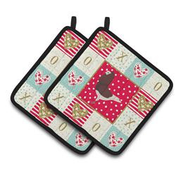 7.5 x 7.5 in. Capuchin Red Pigeon Love Pair of Pot Holders