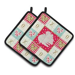 CK5377PTHD 7.5 x 7.5 in. Silver Fantail Pigeon Love Pair of Pot Holders
