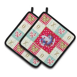 7.5 x 7.5 in. Comb Tail Betta Love Pair of Pot Holders