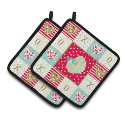 7.5 x 7.5 in. Elephant Ear Betta Love Pair of Pot Holders