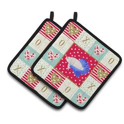 7.5 x 7.5 in. Plakat Betta Love Pair of Pot Holders