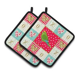 CK5524PTHD 7.5 x 7.5 in. New Zealand Parakeet Love Pair of Pot Holders