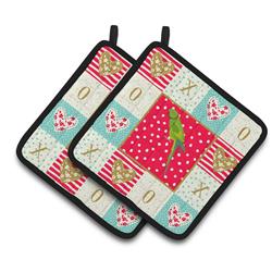 CK5525PTHD 7.5 x 7.5 in. Ring-Necked Parakeet Love Pair of Pot Holders