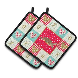 7.5 x 7.5 in. Pond Slider Turtle Pair of Pot Holders