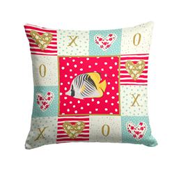 14 x 3 x 14 in. Butterfly Fish Love Fabric Decorative Pillow