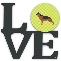 11.5 x 11.75 in. German Shepherd Checkerboard Green Metal Artwork Love Wall Decor