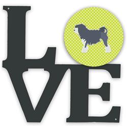 11.5 x 11.75 in. Lowchen Checkerboard Green Metal Artwork Love Wall Decor