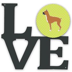11.5 x 11.75 in. Boxer Checkerboard Green Metal Artwork Love Wall Decor