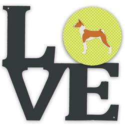 11.5 x 11.75 in. Basenji Checkerboard Green Metal Artwork Love Wall Decor