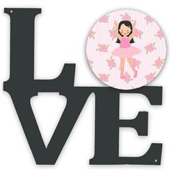 11.5 x 11.75 in. Ballerina Long Dark Hair Metal Artwork Love Wall Decor