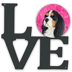 11.5 x 11.75 in. Pink Cavalier Spaniel Metal Artwork Love Wall Decor