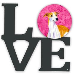 11.5 x 11.75 in. Pink Whippet Metal Artwork Love Wall Decor