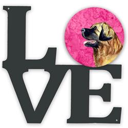 11.5 x 11.75 in. Pink Leonberger Metal Artwork Love Wall Decor