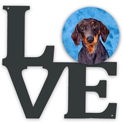 11.5 x 11.75 in. Blue Dachshund Metal Artwork Love Wall Decor