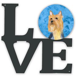 11.5 x 11.75 in. Blue Silky Terrier Metal Artwork Love Wall Decor