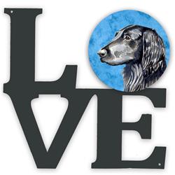 11.5 x 11.75 in. Blue Flat Coated Retriever Metal Artwork Love Wall Decor